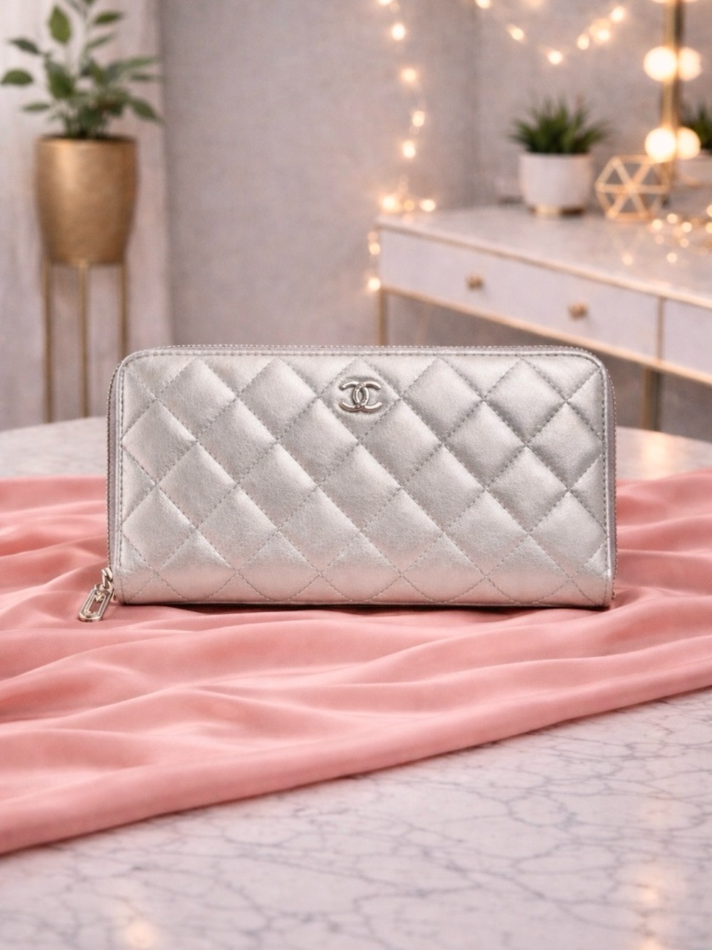 CHANEL Zip Around Long Quilted Leather Wallet. Priced to sale